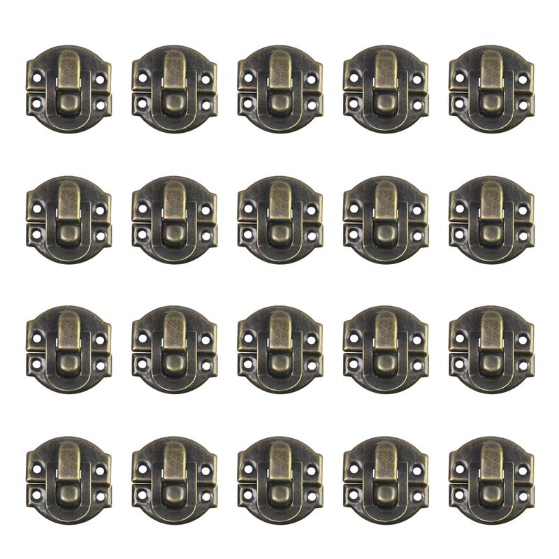 Geesatis 20 PCS Antique Bronze Hasp Latch, 1.1"x1" Jewelry Box Lock with Screws, Vintage Cabinet Clasp for Wood Box, Chest, Diary, Craft DIY - Image 1